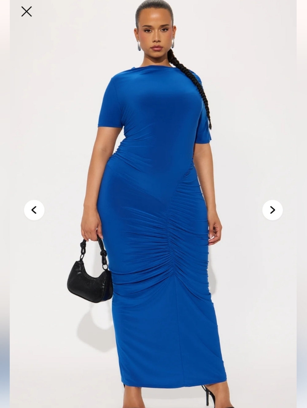 Fashion Nova Keep Calling Ruched Maxi Dress - Royal Size 1X (NWOT)